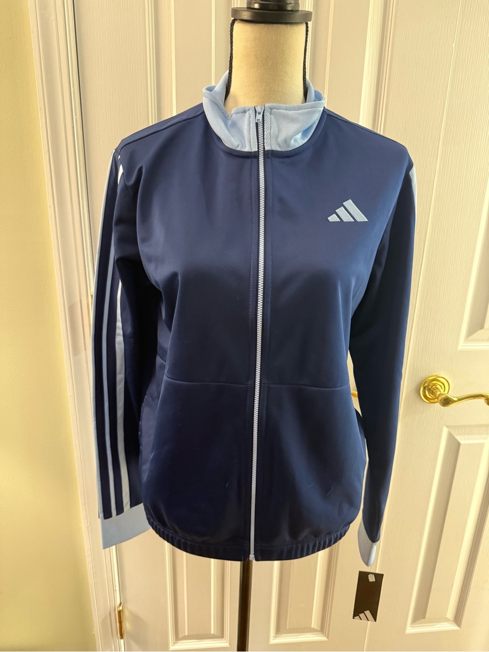 adidas Youth Boys Navy and Light Blue Athletic Zip Up Jacket